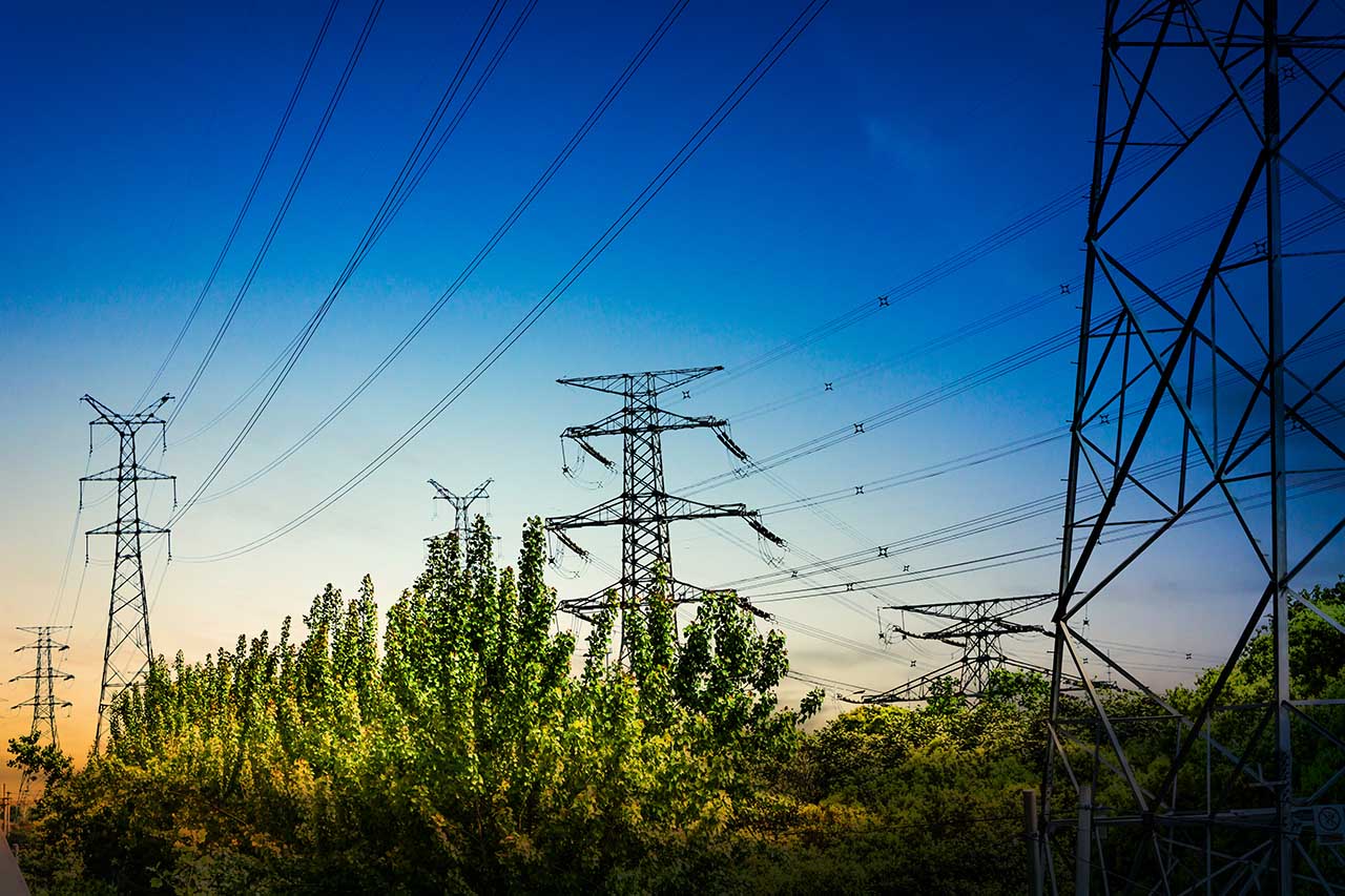 electricity high voltage pole sky