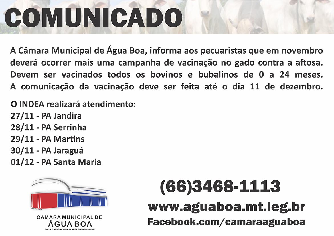 comunicado aos pecuaristas